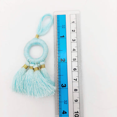 Set of 2 Blue Hoop Tassels, Indian Tassels, Boho Chic Tassels